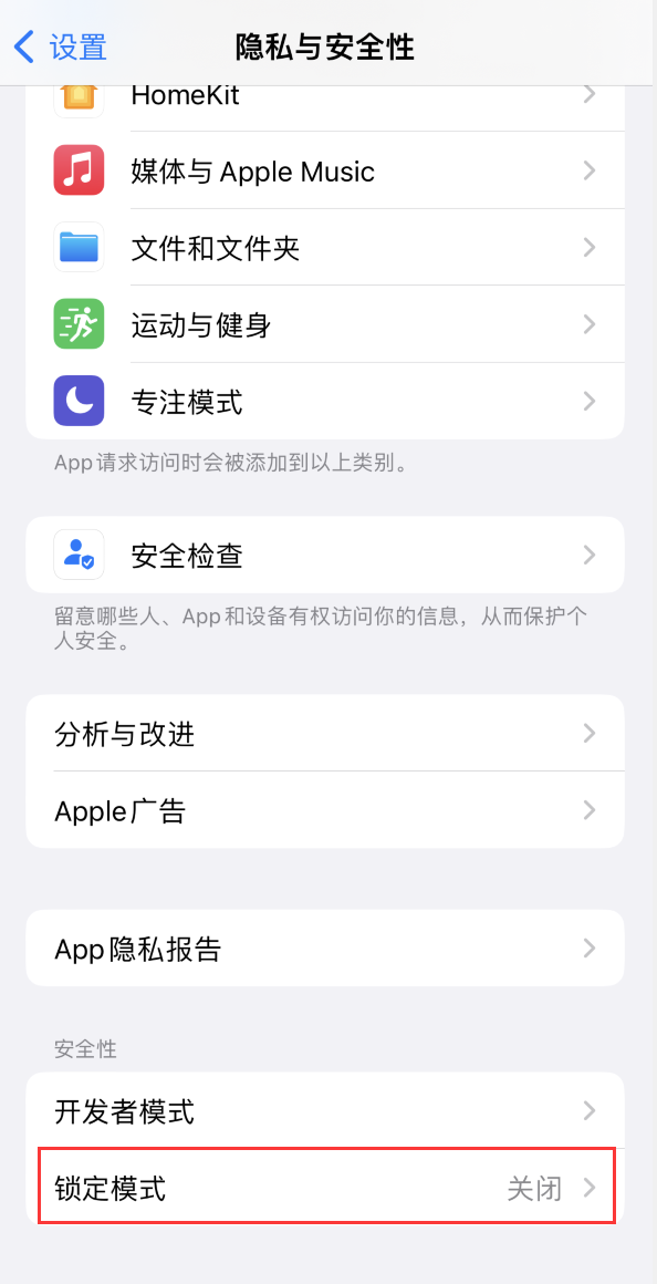 宁河苹果手机维修分享iOS 16 “锁定模式”是什么 