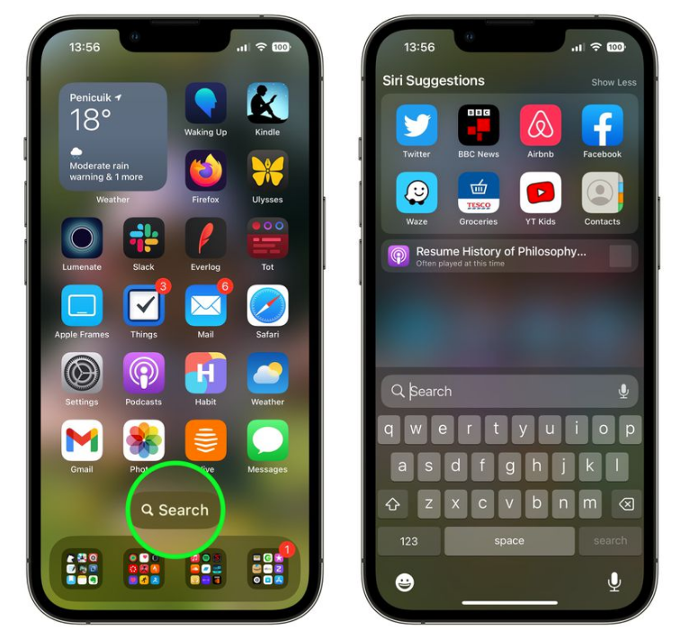宁河苹果手机维修分享升级到 iOS 16 后，如何删除主屏幕上的搜索按钮 