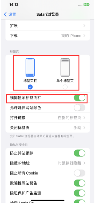 宁河苹果手机维修分享Safari浏览器如何切换标签栏位置 